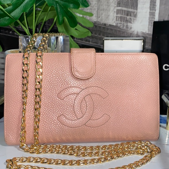 CHANEL Handbags - Authentic CHANEL Pink Caviar Timeless CC Purse Wallet